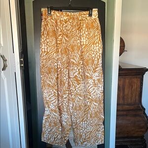 Christian Siriano Orange and White Wide-Leg Pants